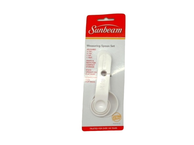 4pc. Measuring Spoon Set White Plastic Sunbeam