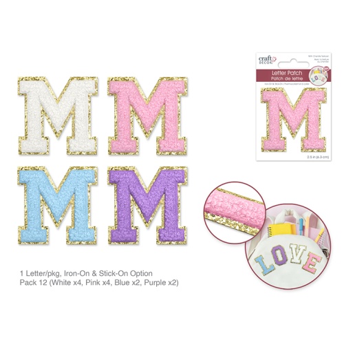 Craft Decor: 2.5 Iron-On Letter/Sticker Patch 3D Chenille Refill CD020PDQ M