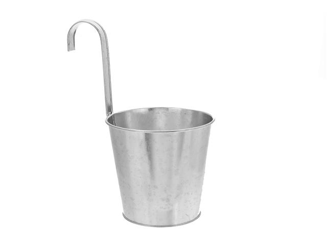 Metal Round Planter With Hook Large 5.7 Dia X 10