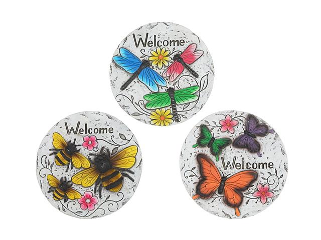 Round Garden Stepping Stones Insects Welcome Asstd 10 Dia X 1
