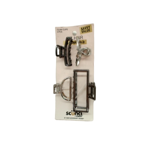 Claw Clips 4pk. Metal All Hair All Day Hold Scunci