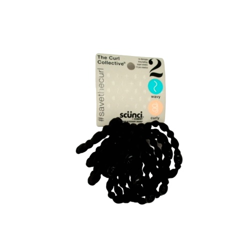 Hair Elastics 12pk. Black The Curl Collective Scunci
