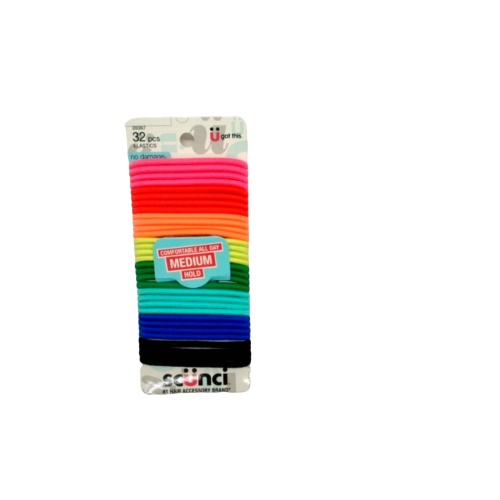 Hair Elastics 32pk. Medium Hold Ass't Colours Scunci