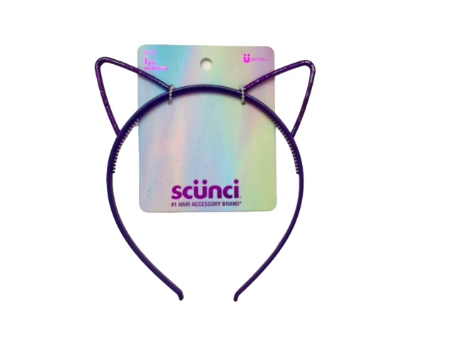Headband Purple Glitter Cat Ears Scunci