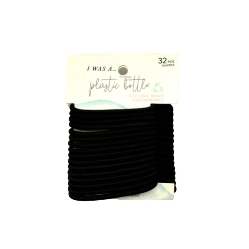 Hair Elastics 32pk. Black Recycled Material Scunci