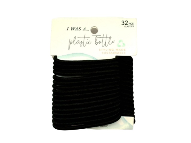 Hair Elastics 32pk. Black Recycled Material Scunci