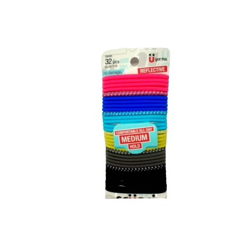 Hair Elastics 32pk. Reflective No Damage Scunci