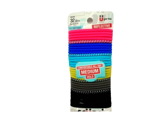 Hair Elastics 32pk. Reflective No Damage Scunci