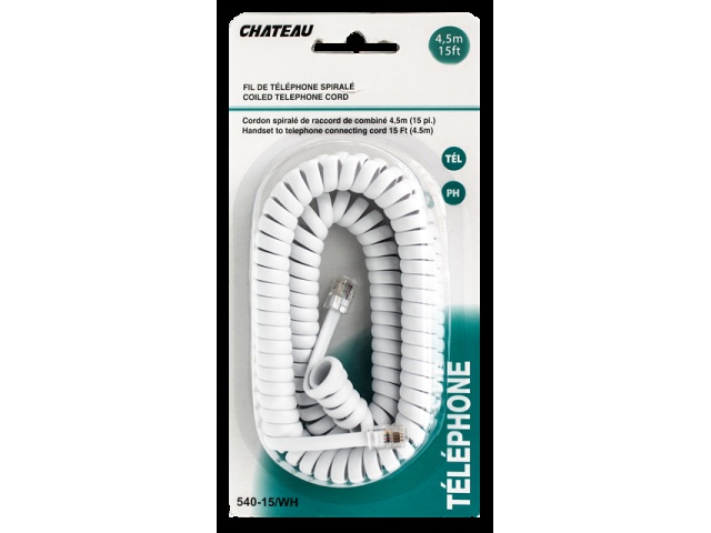 Phone Line Cord White 15 foot