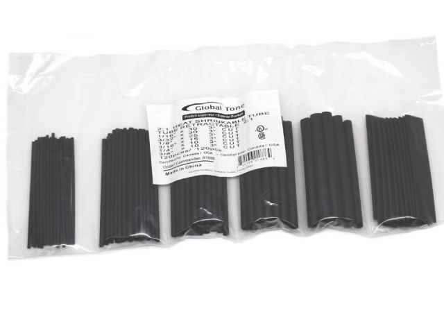 HEAT SHRINK TUBE BLACK 120PCS MIX 1/16 -3/32 -1/8 -3/16 -1/4 -3/8in 3in