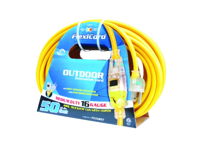 Extension Cord 15M SJTW 16/3 single lighted/locking