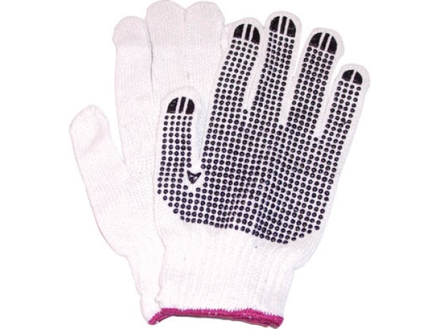 Gloves knitted cotton blk dots red doz SM