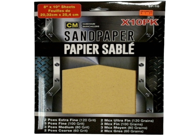 Sandpaper 10 pcs Assorted