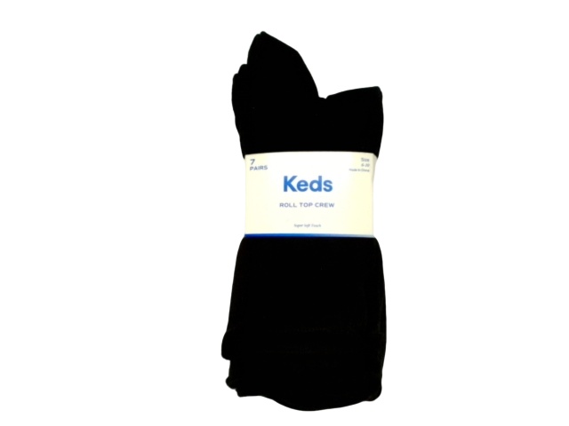 Socks Women\'s Keds 7pk. Black Roll Top Crew