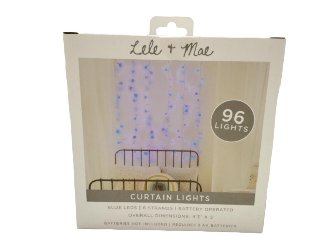 Curtain Lights Blue 96 LED 6 Strands Lele Mae