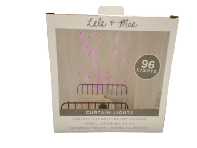 Curtain Lights Pink 96 LED 6 Strands Lele Mae