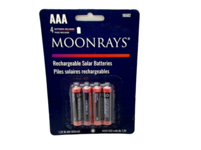 Rechargeable Solar Batteries AAA 4pk Moonrays