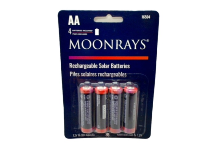 Rechargeable Solar Batteries Aa 4pk. Moonrays