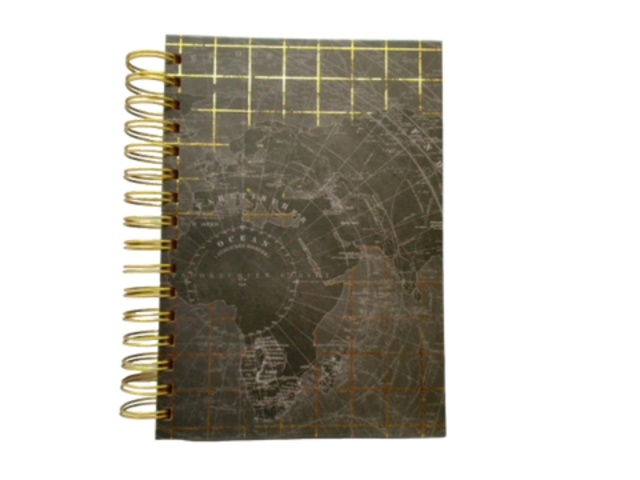 Journal Hardcover Spiral Bound Grid Map Design 250pg.