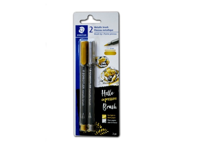 PEns 2 Pc Metallic Brush Tip Gold & Silver Staedtler