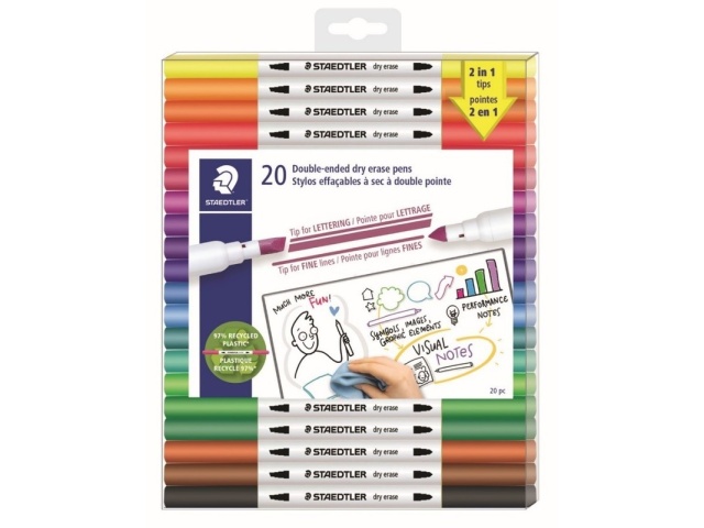 Dry Erase Markers Double Ended 20pk Staedtler