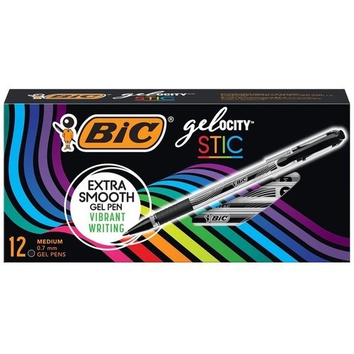 Pens 12 Pk Black Ink Gelocity Bic