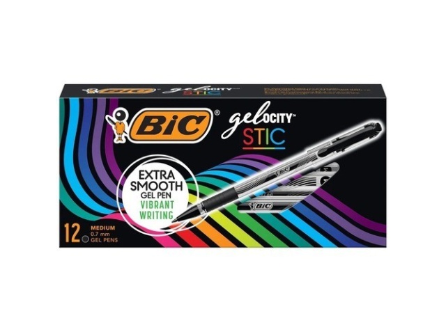 Pens 12 Pk Black Ink Gelocity Bic