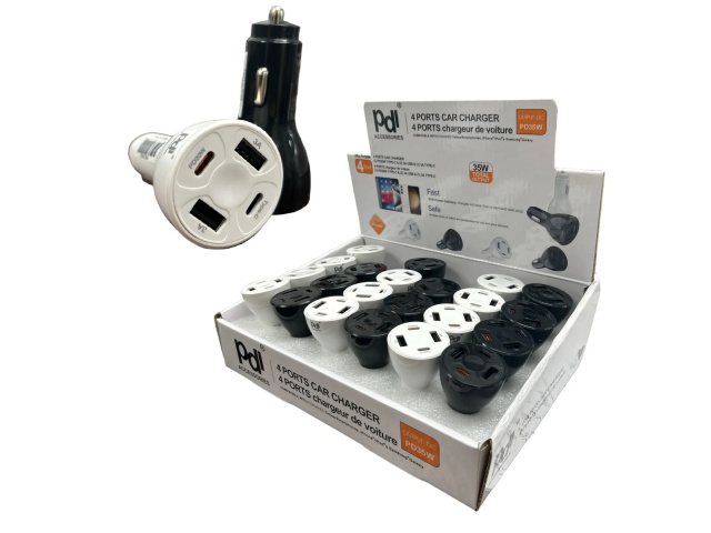 Car Charger 35W 2x USB-A & 2x USB Type-C®