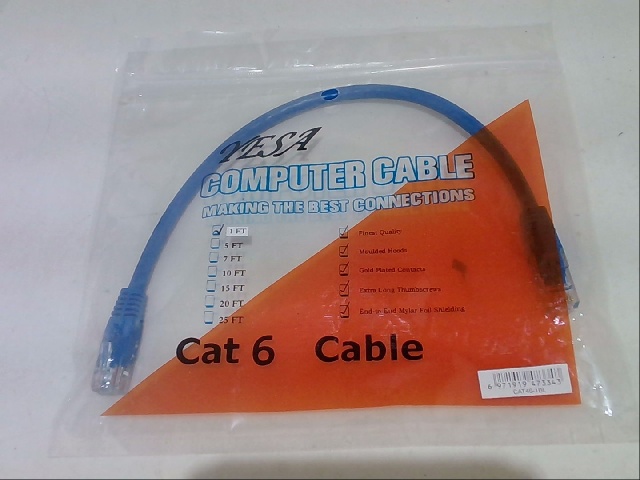 cable Cat6 network ethernet 1 foot blue