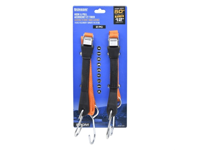 Hook & Pul 2PCl Adjustable Tie Down With J & S Hooks 0.8in x 4ft