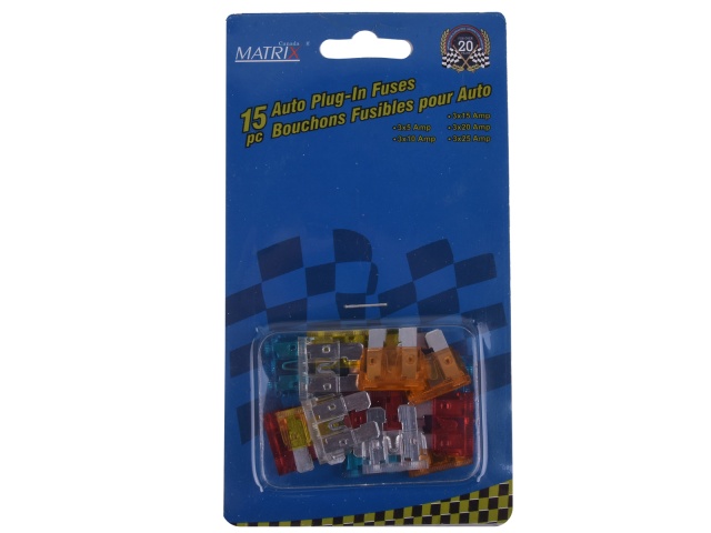 Auto Blade Plug In Fuse Set 15 Pc