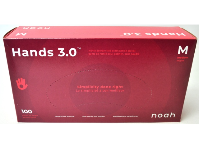 Gloves Nitrile Hands 3.0 Medium 100/pk