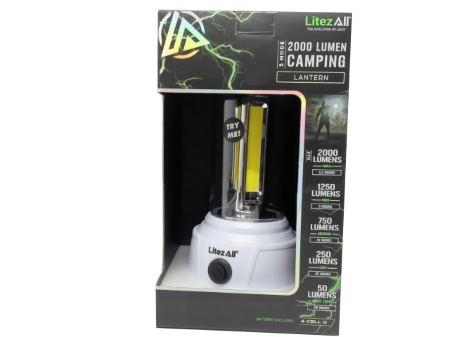 Camping Lantern 2000 Lumens - Super Bright w / 5 Modes of Light Litezall