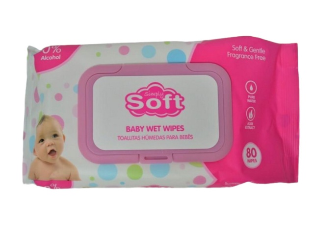 Wet Wipes 80pk Pink Simply Soft