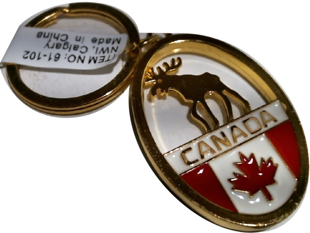 Keychain Canada Gold Oval W/moose