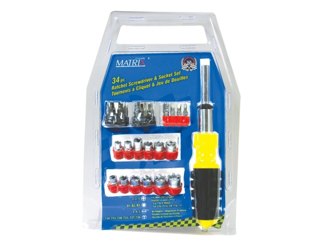 Screwdriver & Sockets Set 34 Pc
