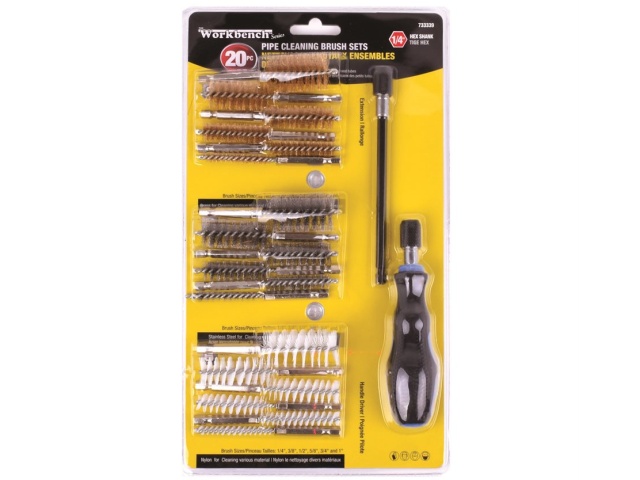 Pipe Cleaning Brushes Kit Hex Shank 1/4 inch 20PC