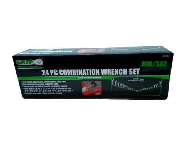 24pc. Combination Wrench Set MM/SAE Grip