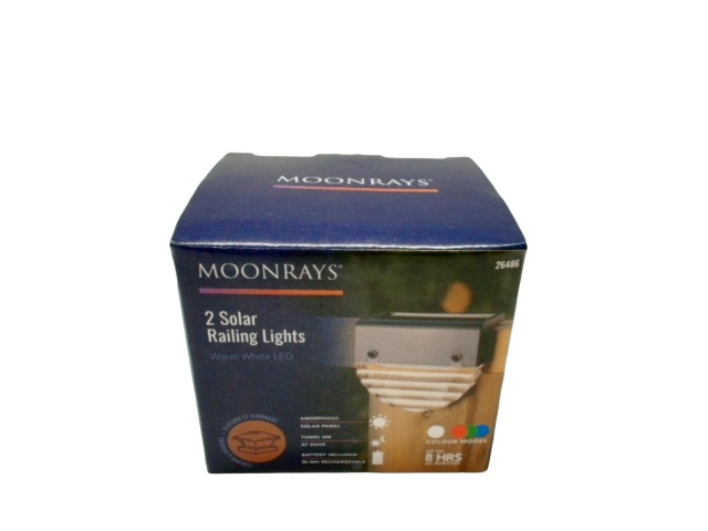 2 Solar Railing Lights Multi Colour Modes Moonrays