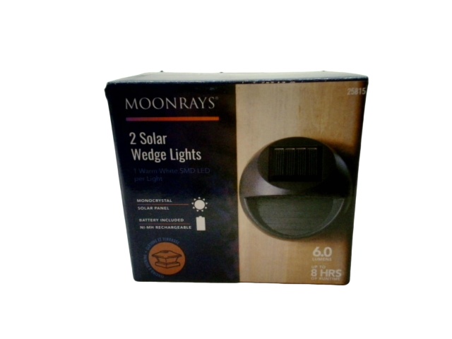 Solar Wedge Light 2pk. Black 6 Lumens Moonrays