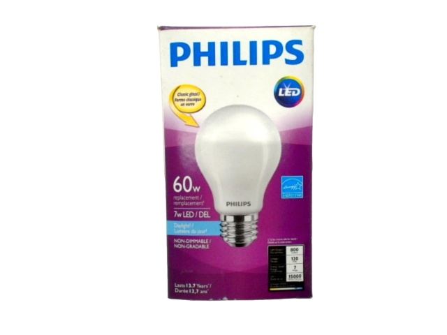 7W LED Light Bulb 60W Replacement Daylight Non-Dimmable Philips