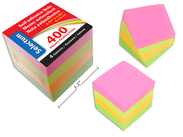 Sticky Notes Neon Colour 4x4cm. 400 sheets Mini
