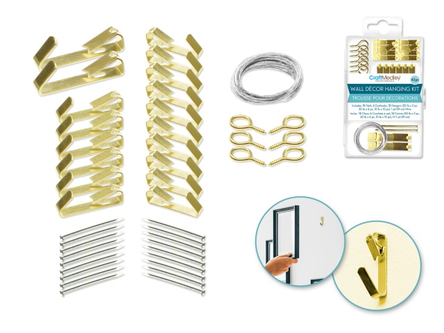 Decor Home: Picture/Wall Hanging Kit 43pc in Case w/Closure