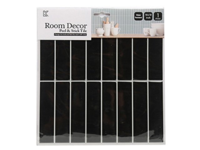 Wall Decal Thin Subway Black, 6-pc pack, 10x10\