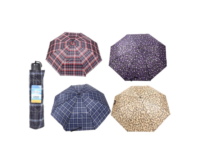 Folding Umbrella w/pouch 4 asst\'d Rain-Guard