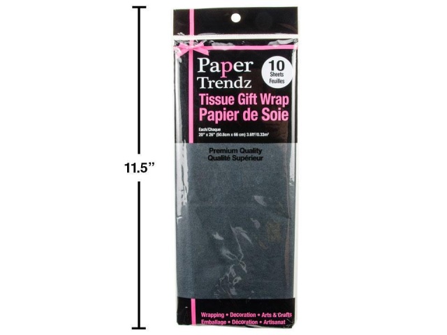 Tissue Paper Wrapping Black 10 sheets 20x26 50.8x66cm