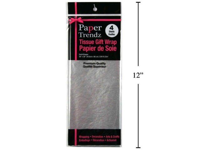 Tissue Paper Wrapping Silver 4 sheets 20x26 50.8x66cm