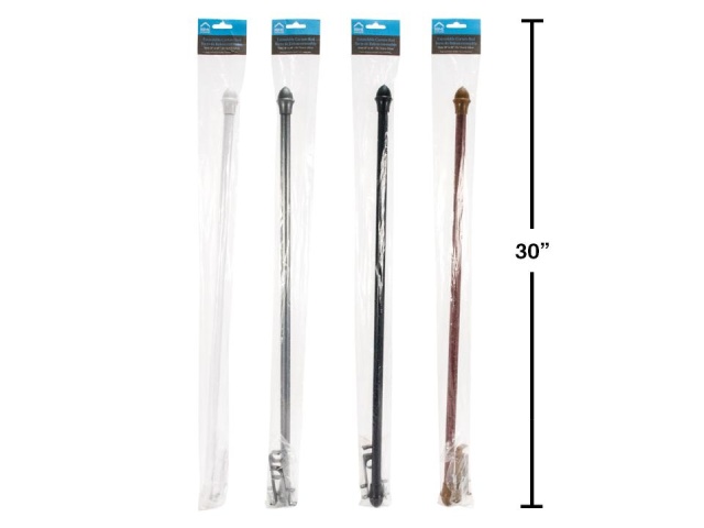 Extendable Curtain Rod w/Holders 28\' to 48\' 4 colors H.E.
