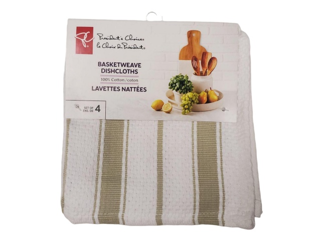 Dishcloths PC Basketweave 4pk 13x13 inch – Beige