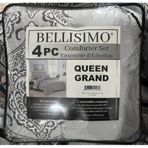 Comforter Set 4PC – Jacquard / Grey Queen
